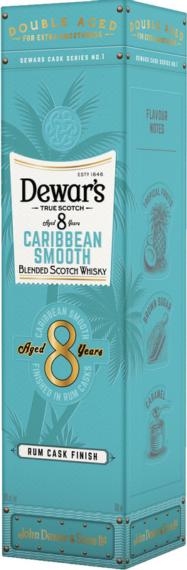 Виски Dewar's Карибеан Смус 8-летний шотландский купажированный 40% в подарочной упаковке, 700мл