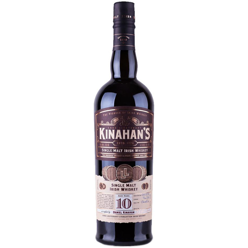 Виски ирландский односолодовый Kinahan's 10-летний 46% в подарочной упаковке , 750мл