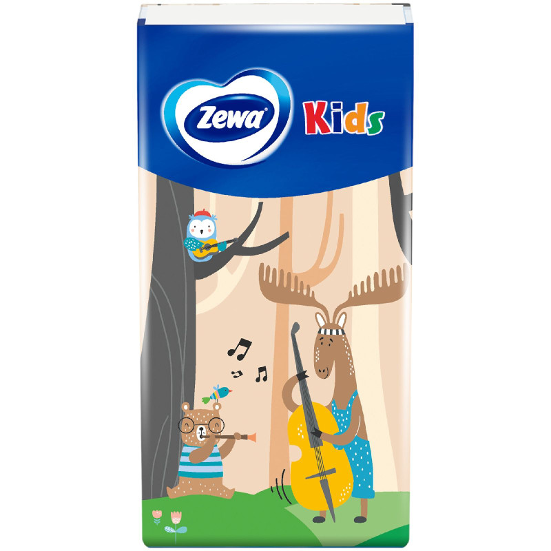 Платки носовые бумажные Zewa Kids 3 слоя, 10x10шт — фото 2