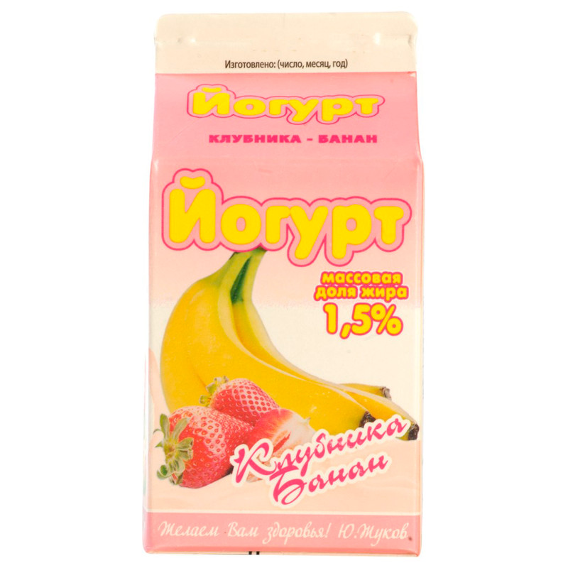 Йогурт Молочная Благодать клубника-банан 1.5%, 500мл
