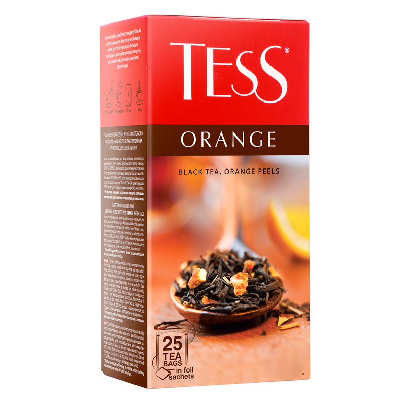 Чай Tess Orange чёрный с апельсином в пакетиках, 25х1.5г — фото 2