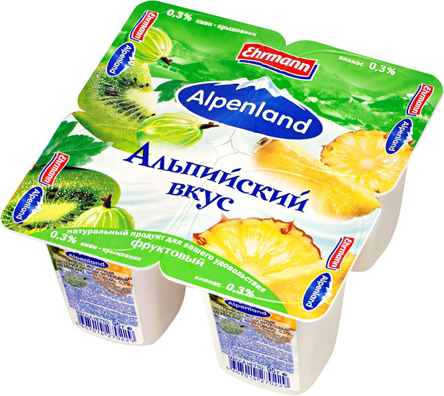 Продукт йогуртный Alpenland ананас-киви-крыжовник 0.3%, 95г