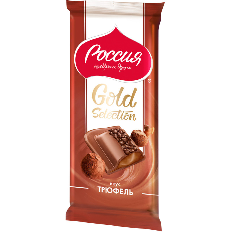 Шоколад молочный Россия - щедрая душа! Gold Selection Вкус Трюфель, 85г — фото 3