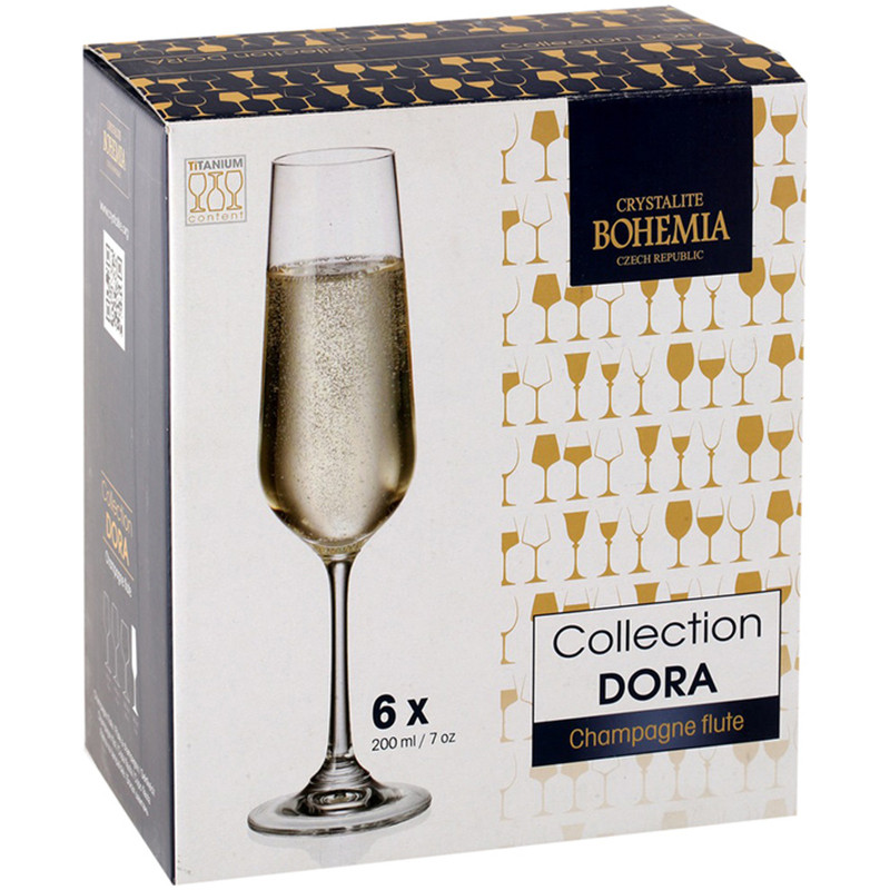 Набор бокалов Crystalite Bohemia Strix Dora для шампанского, 6х200мл — фото 2