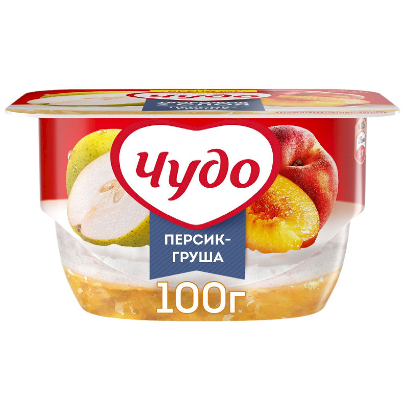 Творожок Чудо Груша-Персик 4%, 100г