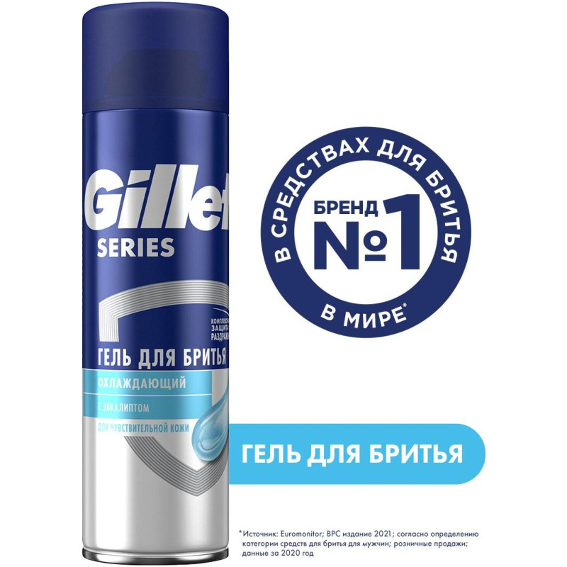 Гель для бритья Gillette Series для чувствительной кожи с эффектом охлаждения, 200мл — фото 1