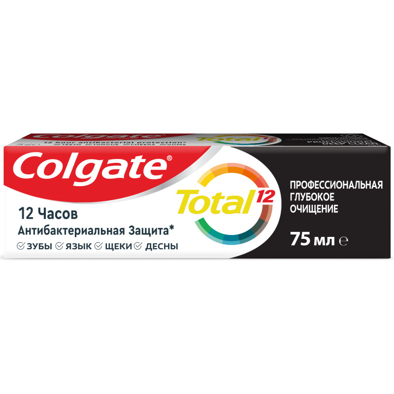 Зубная паста Colgate Total 12 Профессиональная Глубокое Очищение для защиты всей полости рта, 75мл — фото 1