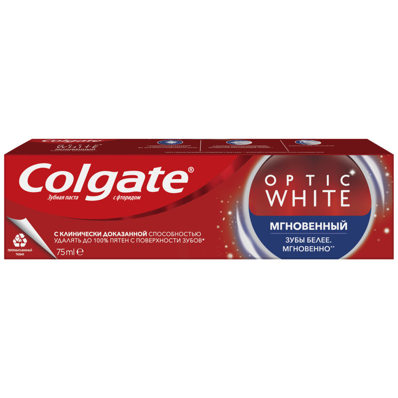 Зубная паста Colgate Optic White Мгновенный отбеливающая, 75мл — фото 3