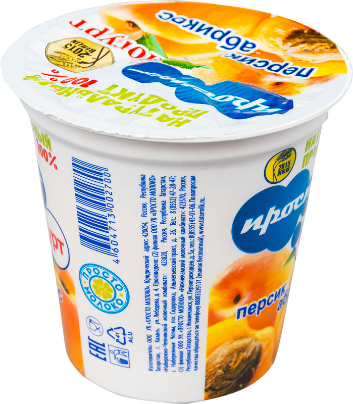 Йогурт Просто Молоко персик-абрикос 2.5%, 150г — фото 1