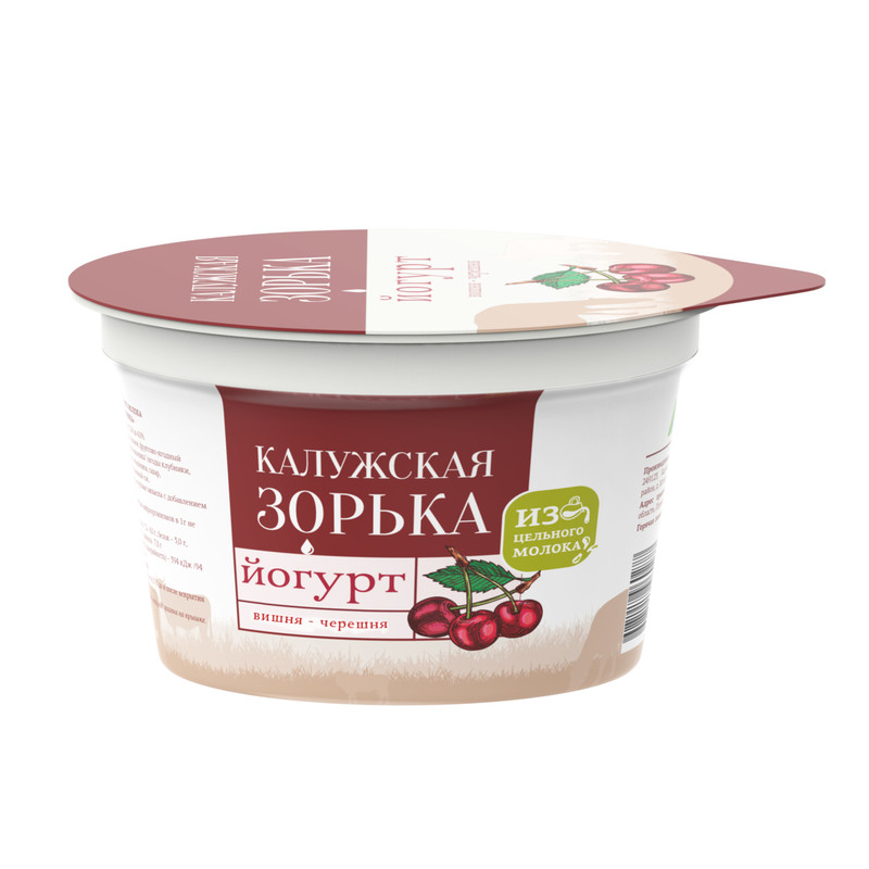 Йогурт Калужская Зорька вишня-черешня 4%, 180г