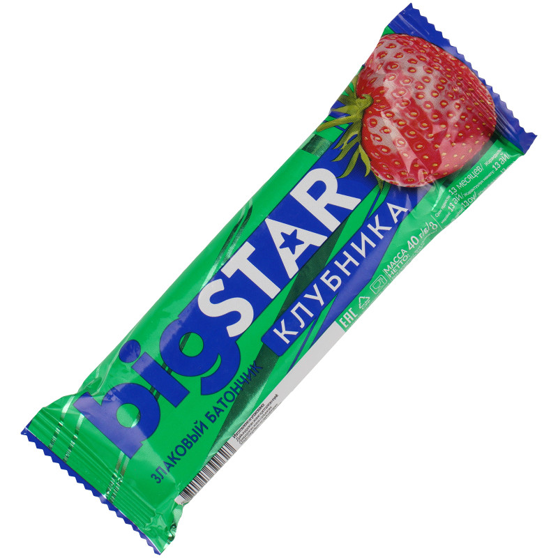 Батончик Big Star злаковый с клубникой, 40г — фото 1