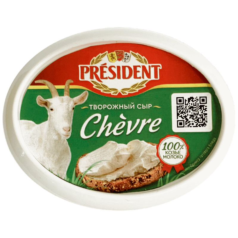 Сыр President Chevre творожный из козьего молока 65%, 140г — фото 1