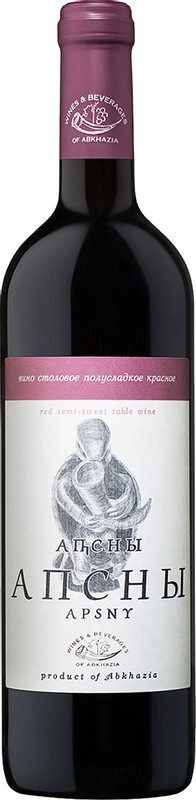 Вино Апсны красное полусладкое, 10%, 750мл — фото 1