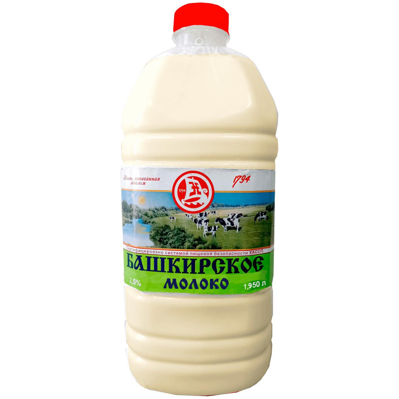 Молоко Башкирское восстановленное пастеризованное 2.5%, 1.95л
