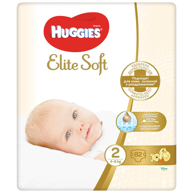 Подгузники Huggies Elite Soft р.2 4-6кг, 82шт