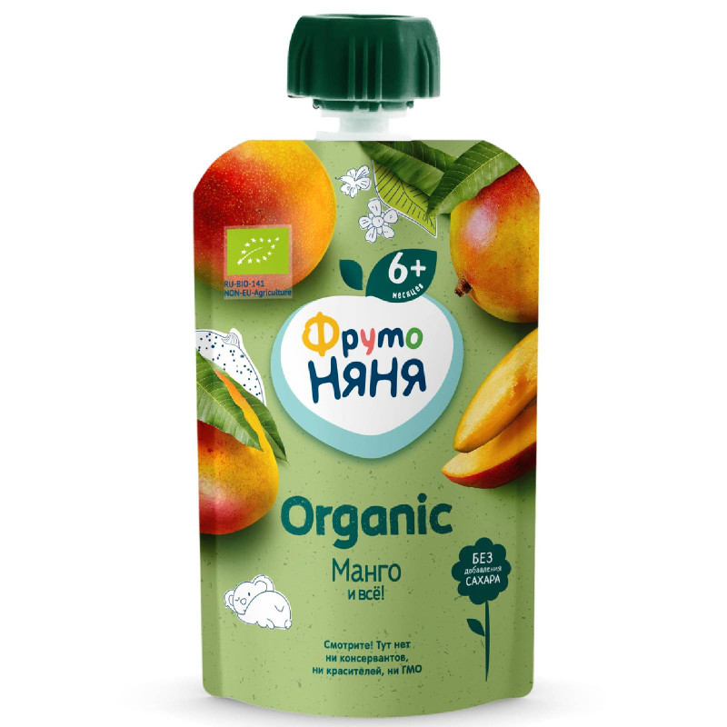 Пюре ФрутоНяня Organic из манго с 6 месяцев, 90г