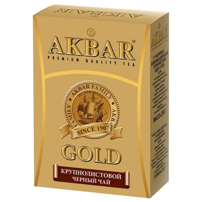 Чай Akbar Gold чёрный байховый крупнолистовой, 250г - купить с доставкой в Москве в Перекрёстке