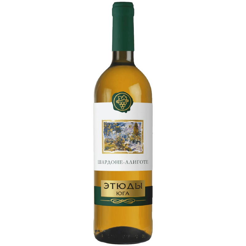Вино Этюды Юга Шардоне-Алиготе белое сухое 10-12%, 700мл