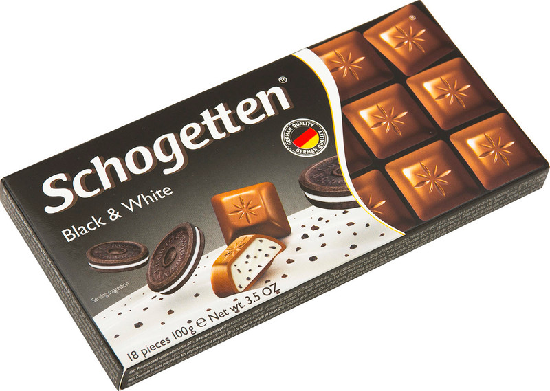 Шоколад молочный Schogetten Black & White с кусочками печенья, 100г — фото 2