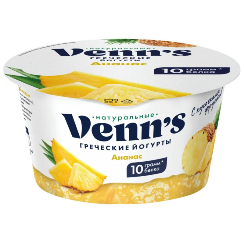 Йогурт Venns греческий ананас обезжиренный 0.1%, 130г — фото 2