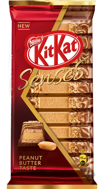 Шоколад молочный и белый Kit-Kat Senses Peanut Butter Taste арахисовая паста с хрустящей вафлей, 110г