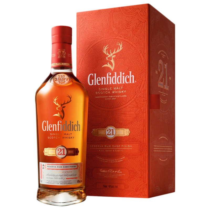 Виски Glenfiddich 21-летний шотландский односолодовый 40% в подарочной упаковке, 750мл — фото 1