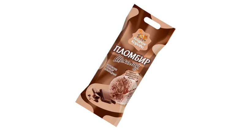 Пломбир Бодрая Корова шоколадный 12%, 500г