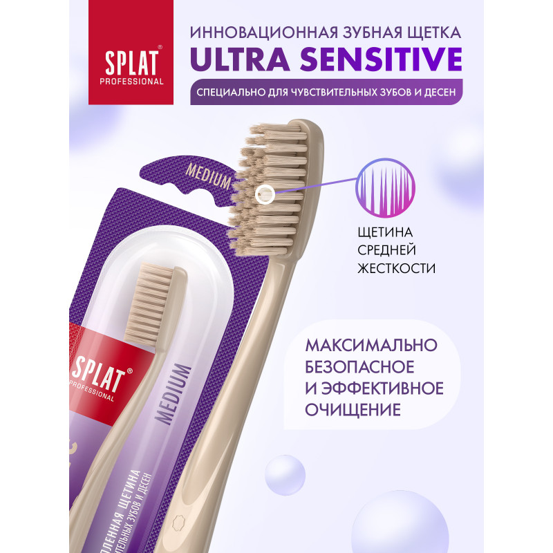 Зубная щётка Splat Professionаl Sensitive Medium средней жёсткости — фото 2