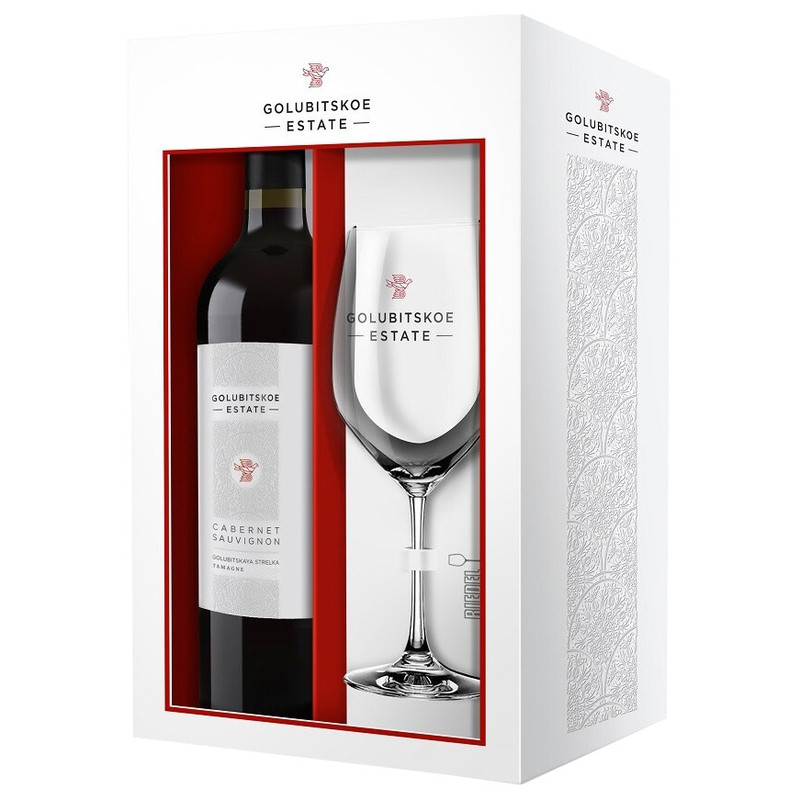 Вино Golubitskoe Estate Cabernet Sauvignon красное сухое в подарочной упаковке, 750мл + бокал — фото 1