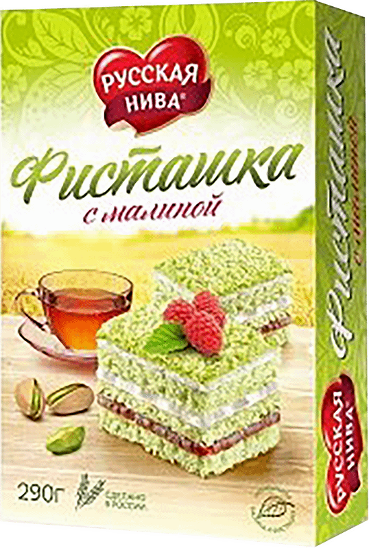 Торт Русская нива Фисташка с малиной, 290г