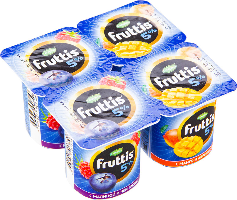 Продукт йогуртный Fruttis малина-черника-манго-абрикос 5%, 115г — фото 1