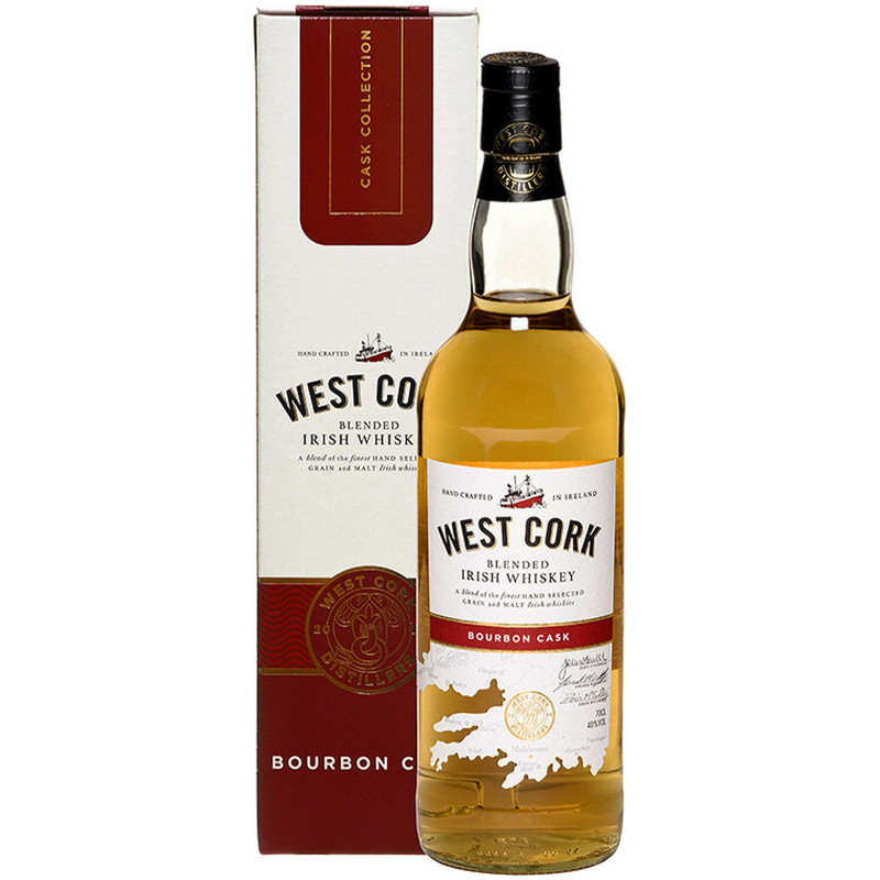 Виски West Cork Бурбон Каск 3-летний купажированный ирландский 40% в подарочной упаковке, 700мл