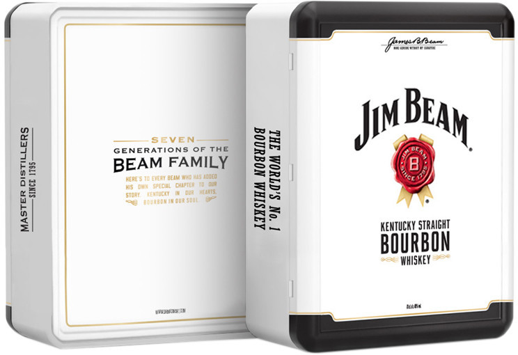 Виски Jim Beam Вайт Бурбон 40% в подарочной упаковке, 700мл + 2 стакана — фото 1