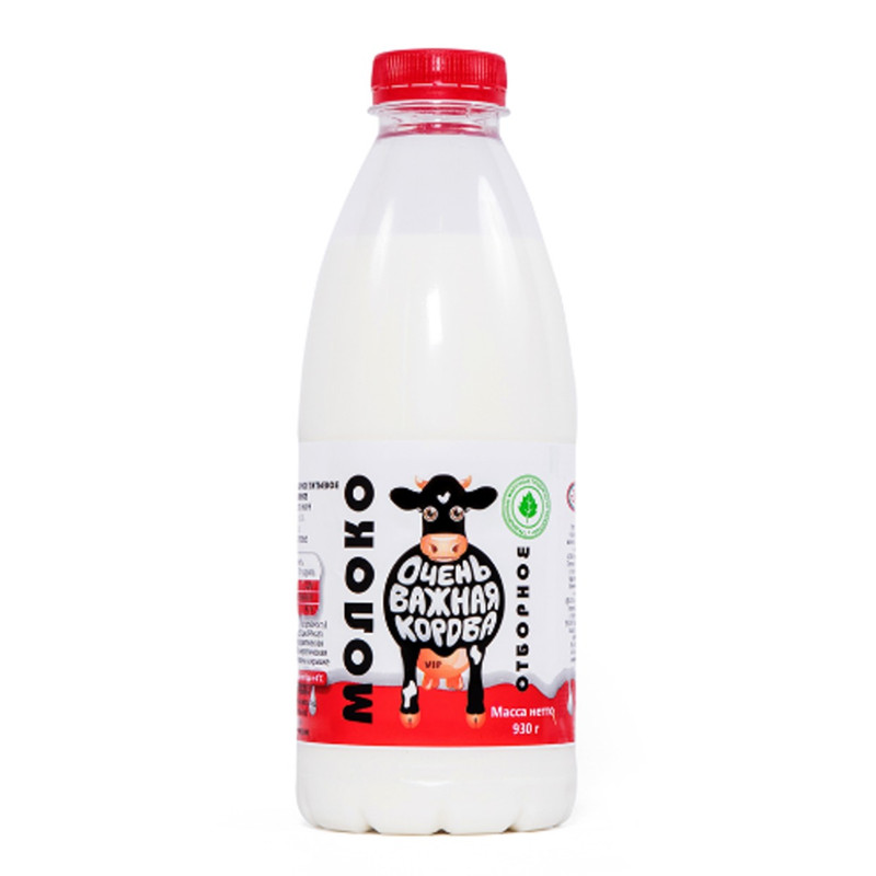Молоко Очень Важная Корова отборное пастеризованное 3.4-6%, 930мл