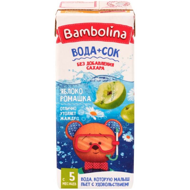 Напиток Bambolina яблочный сокосодержащий с экстрактом ромашки с 5 месяцев, 200мл
