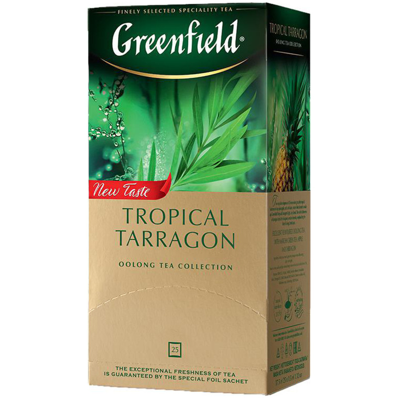 Чай Greenfield Tropical Tarragon зелёный в пакетиках, 25x1.5г — фото 1