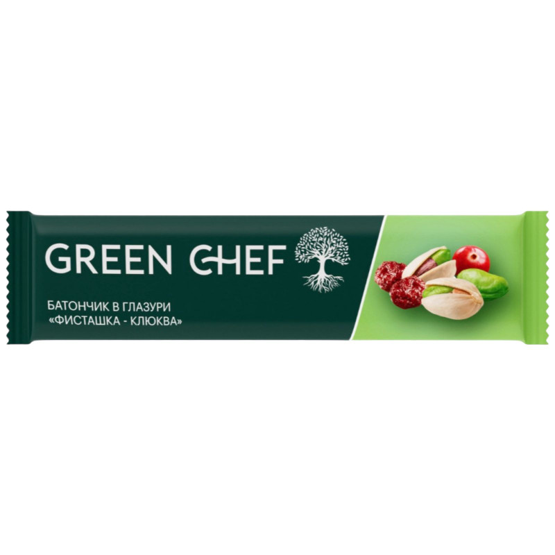 Батончик Green Chef Фисташка-Клюква в глазури, 40г