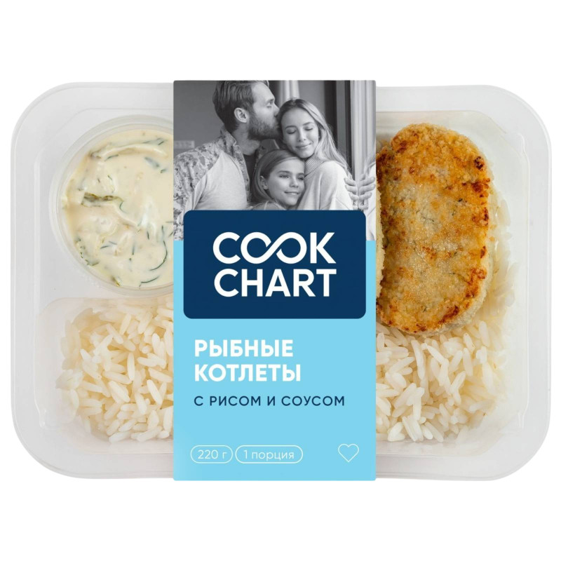 Котлеты Cook Chart рыбные из минтая с рисом и соусом Тартар, 220г