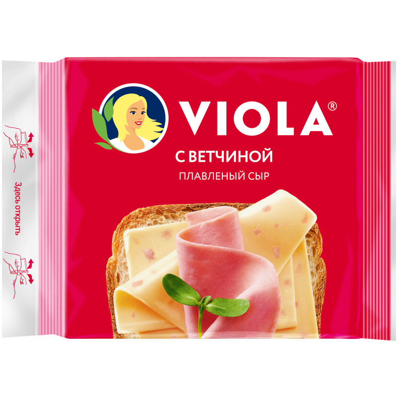 Сыр плавленый Viola с ветчиной ломтики 45%, 140г — фото 1