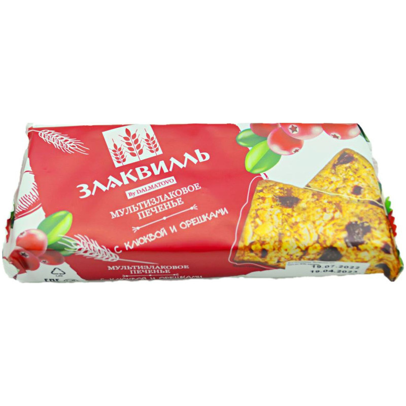 Печенье Dalmatovo Злаквилль сахарное мультизлаковое с клюквой, 160г