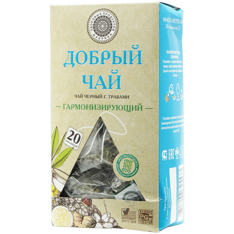 Чай Фабрика Здоровых Продуктов Добрый гармонизирующий в пирамидках, 20x1.8г