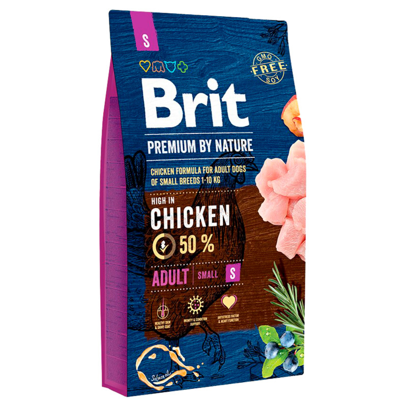 Корм Brit Premium Dog Adult Small с курицей для взрослых собак мелких пород сухой, 1кг — фото 1