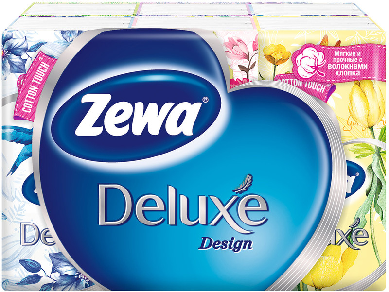 Платки носовые бумажные Zewa Deluxe Design, 10x6шт