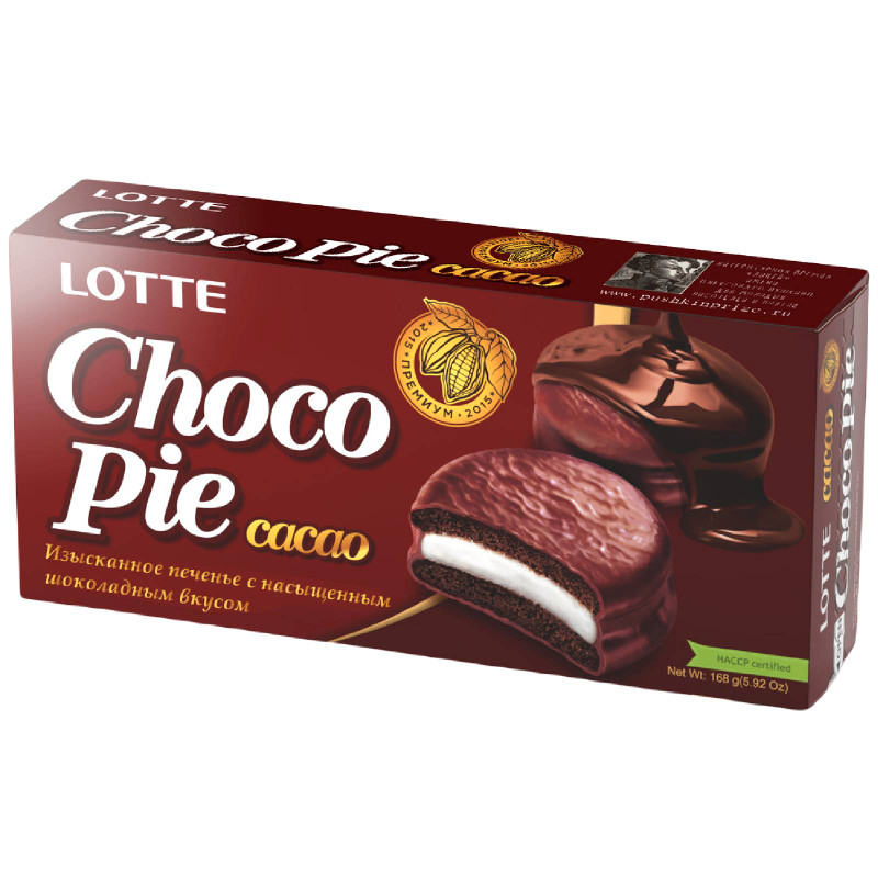 Печенье Lotte Choco Pie Cacao в глазури, 168г