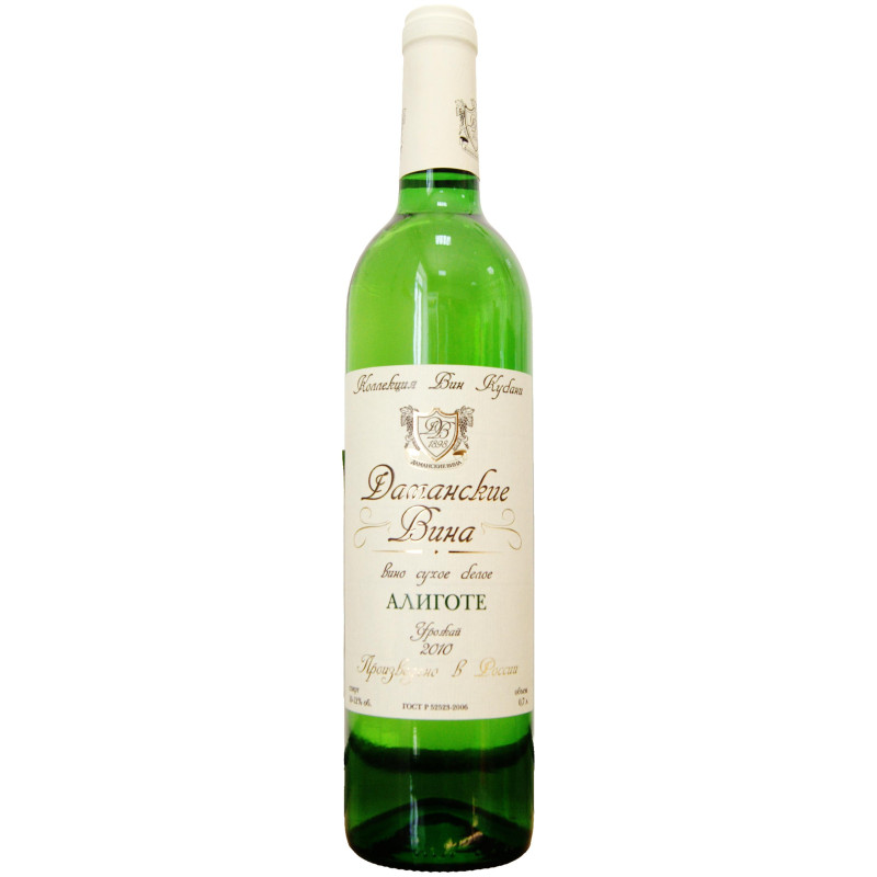 Вино Даманские вина Алиготе столовое белое сухое 10-12%, 700мл