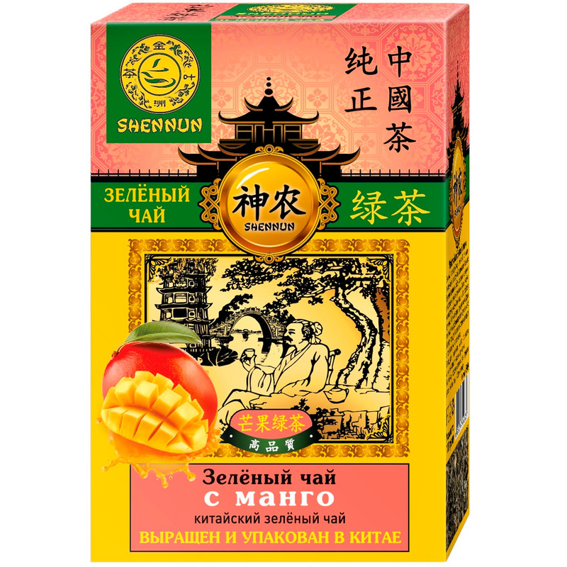 Чай Shennun зелёный китайский с манго, 100г