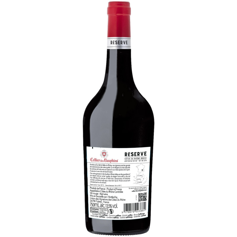Вино Cellier Des Dauphins Reserve красное сухое 13.5%, 750мл — фото 1