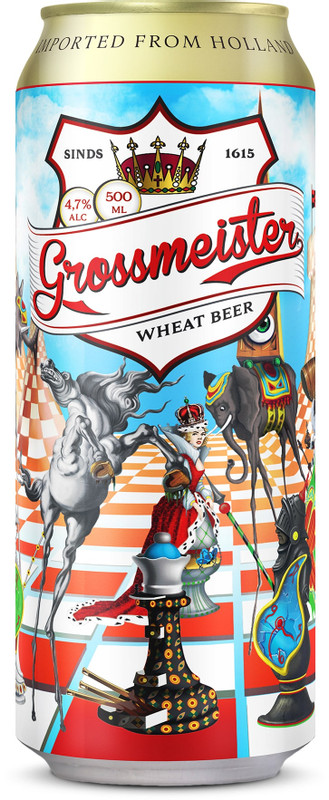 Пиво Grossmeister Витбир светлое нефильтрованное 4.7%, 500мл