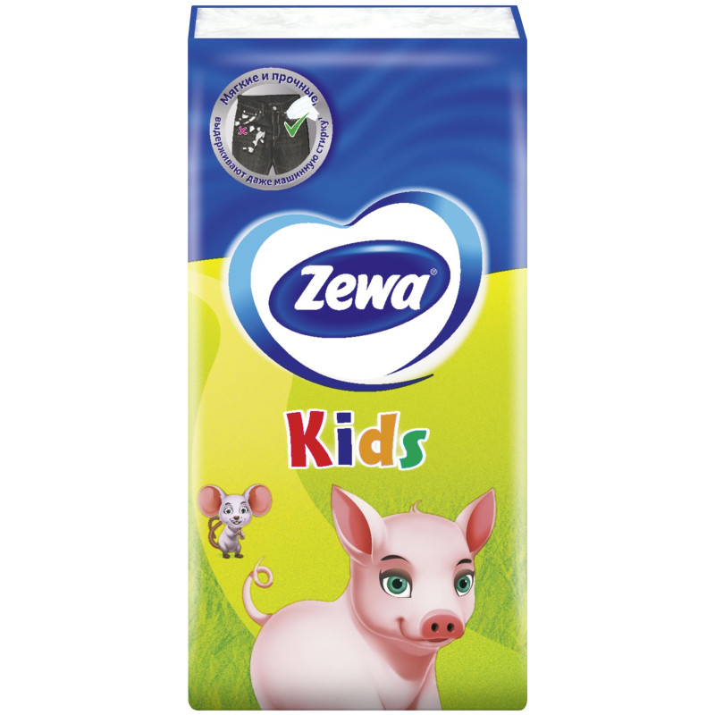 Платки носовые бумажные Zewa Kids 3 слоя, 10x10шт — фото 5