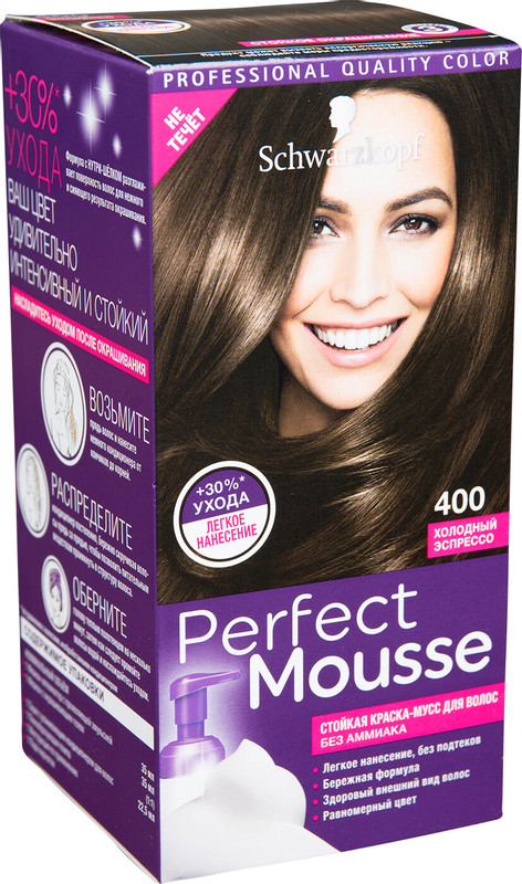 Краска-мусс для волос Perfect Mousse холодный эспрессо 400, 92.5мл — фото 2